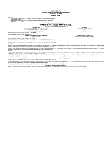 Thumbnail Washington Trust Bancorp 10-K Annual Report 