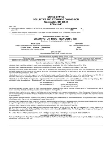 Thumbnail Washington Trust Bancorp 10-K Annual Report 2024