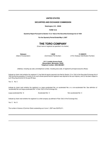 Thumbnail The Toro Company
 10-Q Quarterly Report FY 