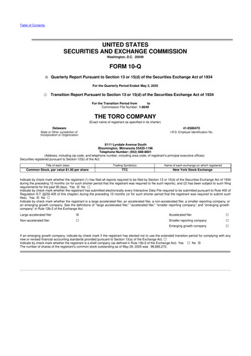 Thumbnail The Toro Company
 10-Q Quarterly Report FY2025 