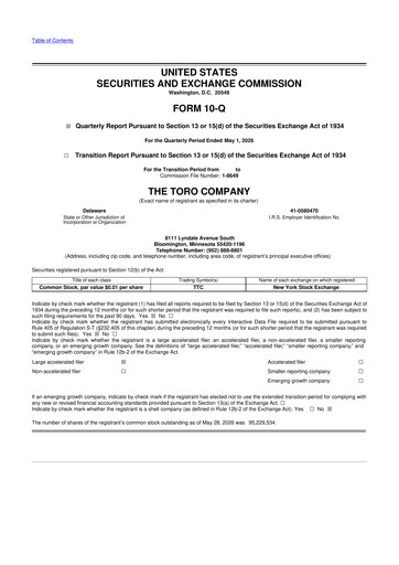 Thumbnail The Toro Company
 10-Q Quarterly Report FY2026 