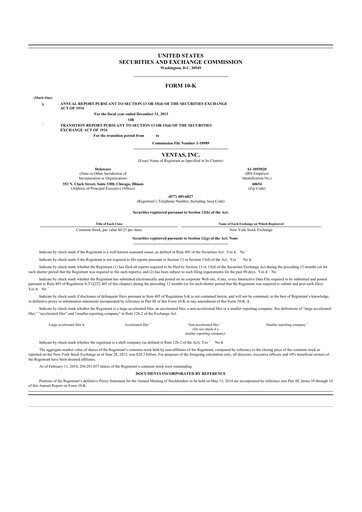 Thumbnail Ventas 10-K Annual Report 2013