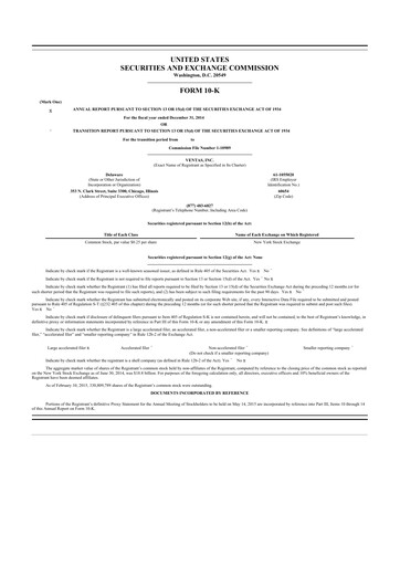 Thumbnail Ventas 10-K Annual Report 2014