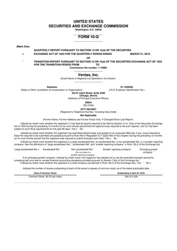 Miniature Ventas 10-Q Rapport trimestriel 2018 