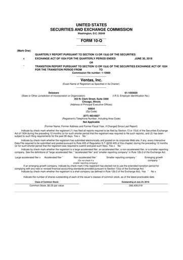 Miniature Ventas 10-Q Rapport trimestriel 2018 