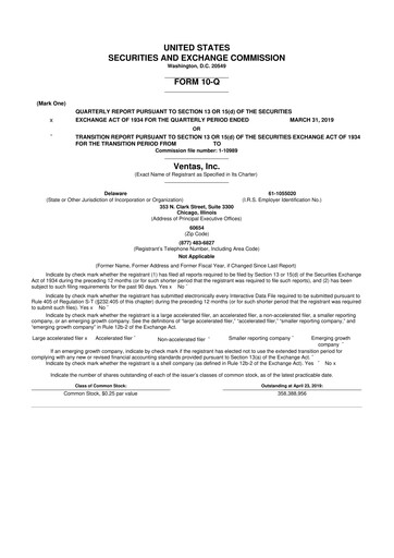 Miniature Ventas 10-Q Rapport trimestriel 2019 