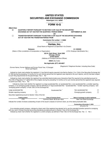 Miniature Ventas 10-Q Rapport trimestriel 2020 