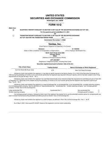 Miniature Ventas 10-Q Rapport trimestriel 2021 
