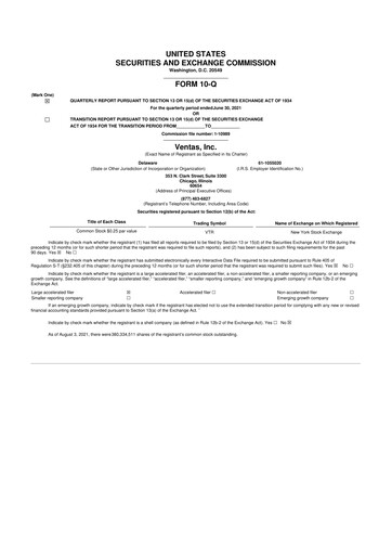 Miniature Ventas 10-Q Rapport trimestriel 2021 