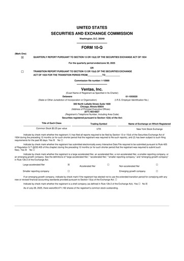 Miniature Ventas 10-Q Rapport trimestriel 2025 