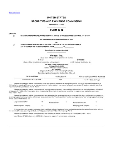 Miniature Ventas 10-Q Rapport trimestriel 2025 
