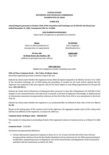 Thumbnail Bar Harbor Bankshares

 10-K Annual Report 