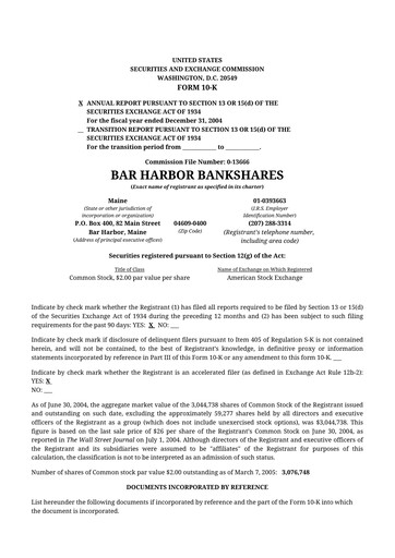 Thumbnail Bar Harbor Bankshares

 10-K Annual Report 