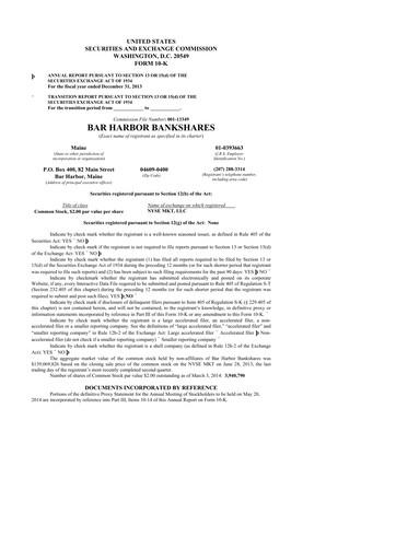 Thumbnail Bar Harbor Bankshares

 10-K Annual Report 2013