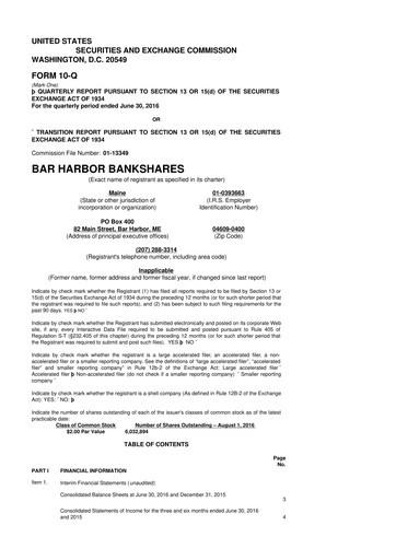 Thumbnail Bar Harbor Bankshares

 10-Q Quarterly Report FY2016 