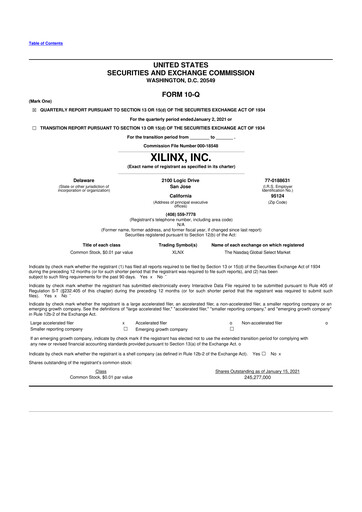 Miniature Xilinx 10-Q Rapport trimestriel 2021 