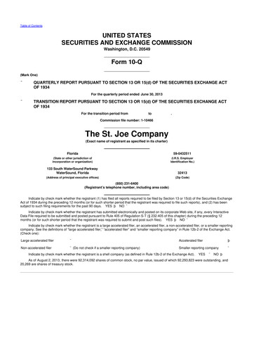 Thumbnail St. Joe Company
 10-Q Quarterly Report FY2013 