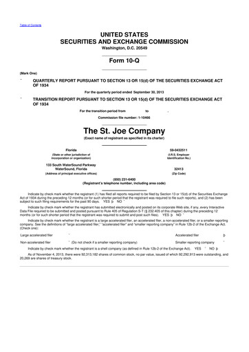 Thumbnail St. Joe Company
 10-Q Quarterly Report FY2013 