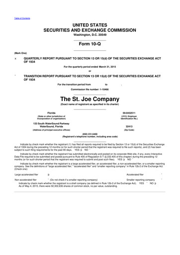 Thumbnail St. Joe Company
 10-Q Quarterly Report FY2015 