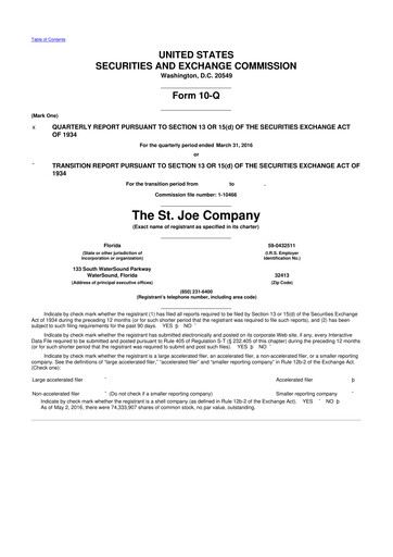 Thumbnail St. Joe Company
 10-Q Quarterly Report FY2016 