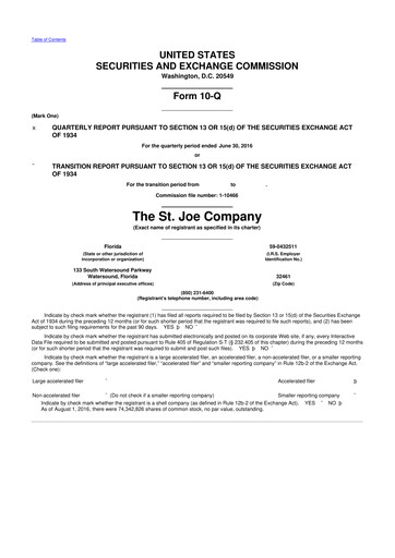 Thumbnail St. Joe Company
 10-Q Quarterly Report FY2016 