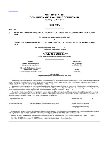 Thumbnail St. Joe Company
 10-Q Quarterly Report FY2017 