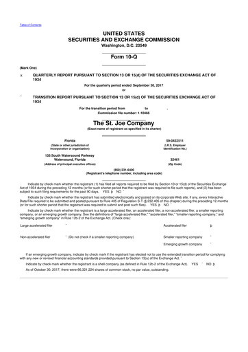 Thumbnail St. Joe Company
 10-Q Quarterly Report FY2017 