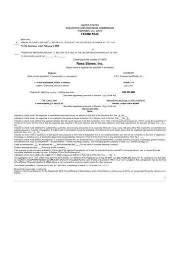 Thumbnail Ross Stores 10-K Annual Report 2017