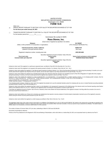 Thumbnail Ross Stores 10-K Annual Report 2022