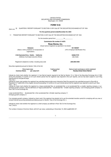 Thumbnail Ross Stores 10-Q Quarterly Report FY2024 