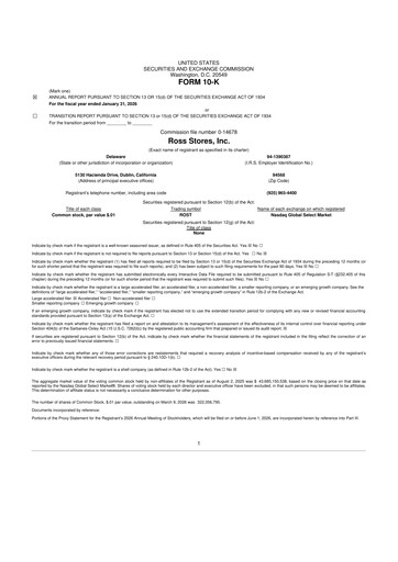 Thumbnail Ross Stores 10-K Annual Report 2025