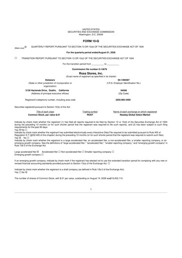 Thumbnail Ross Stores 10-Q Quarterly Report FY2026 