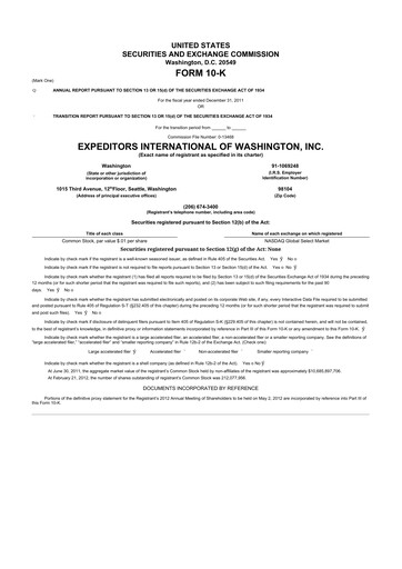 Miniature Expeditors International 10-K Rapport annuel 2011