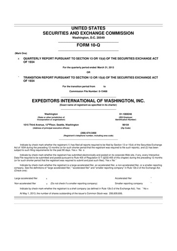 Thumbnail Expeditors International 10-Q Quarterly Report FY2013 