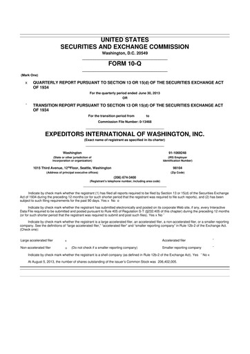 Thumbnail Expeditors International 10-Q Quarterly Report FY2013 