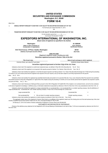 Miniature Expeditors International 10-K Rapport annuel 2013