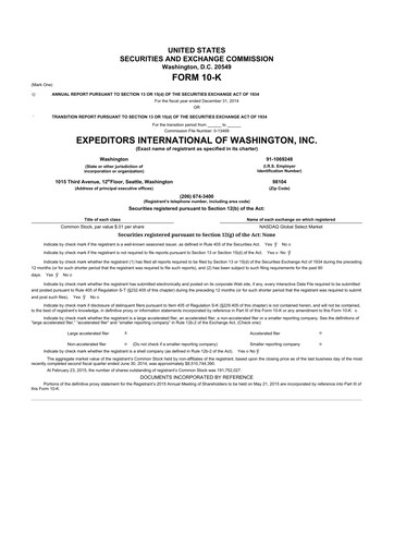 Miniature Expeditors International 10-K Rapport annuel 2014