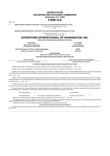 Miniature Expeditors International 10-K Rapport annuel 2015