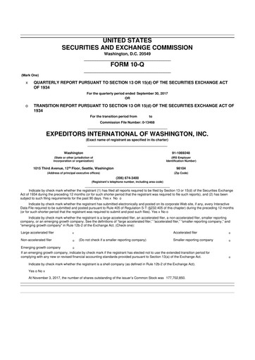 Thumbnail Expeditors International 10-Q Quarterly Report FY2017 