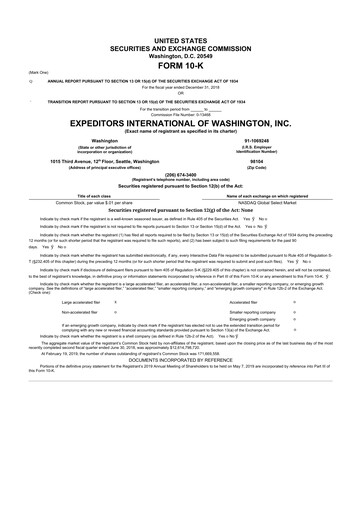 Miniature Expeditors International 10-K Rapport annuel 2018