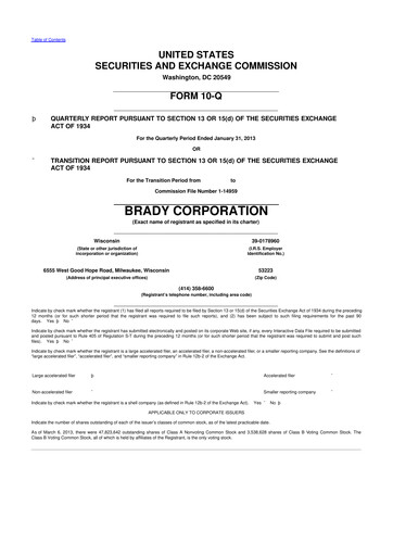 Thumbnail Brady Corporation 10-Q Quarterly Report FY2013 