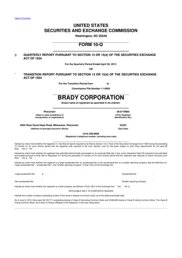 Thumbnail Brady Corporation 10-Q Quarterly Report FY2013 