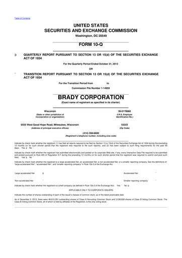 Thumbnail Brady Corporation 10-Q Quarterly Report FY2014 
