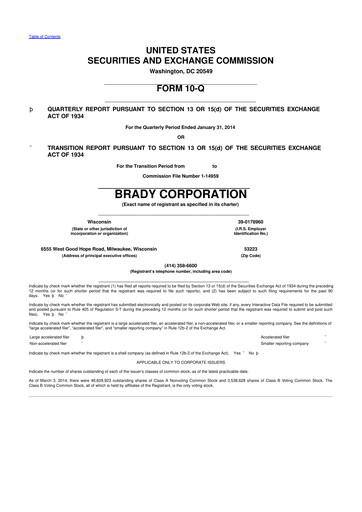 Thumbnail Brady Corporation 10-Q Quarterly Report FY2014 