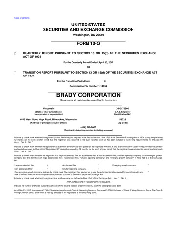Thumbnail Brady Corporation 10-Q Quarterly Report FY2017 