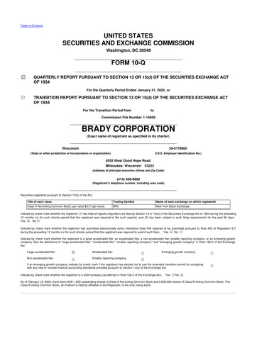 Thumbnail Brady Corporation 10-Q Quarterly Report FY 