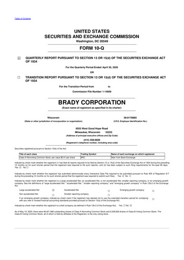 Thumbnail Brady Corporation 10-Q Quarterly Report FY 