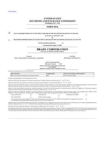 Thumbnail Brady Corporation 10-K Annual Report 2020