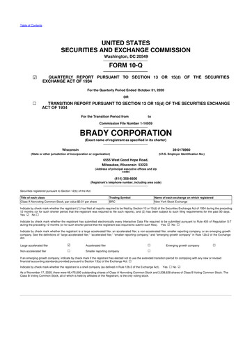 Thumbnail Brady Corporation 10-Q Quarterly Report FY2021 