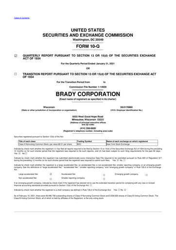 Thumbnail Brady Corporation 10-Q Quarterly Report FY2021 